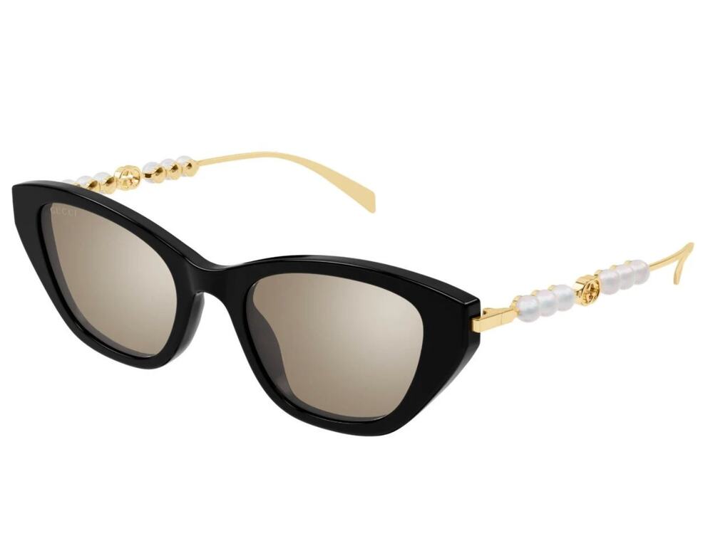 NEW Gucci GG1968S Black Mirror Pearl Cat Eye Sunglasses $665